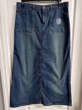Polo Jean Co. Denim Maxi Skirt with Front Pockets - Blue